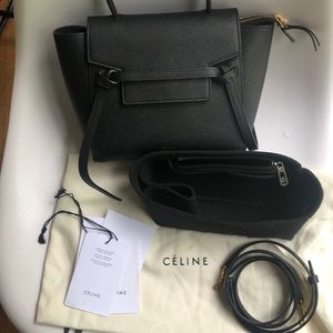 Celine grained calfskin nano belt w/ organizer